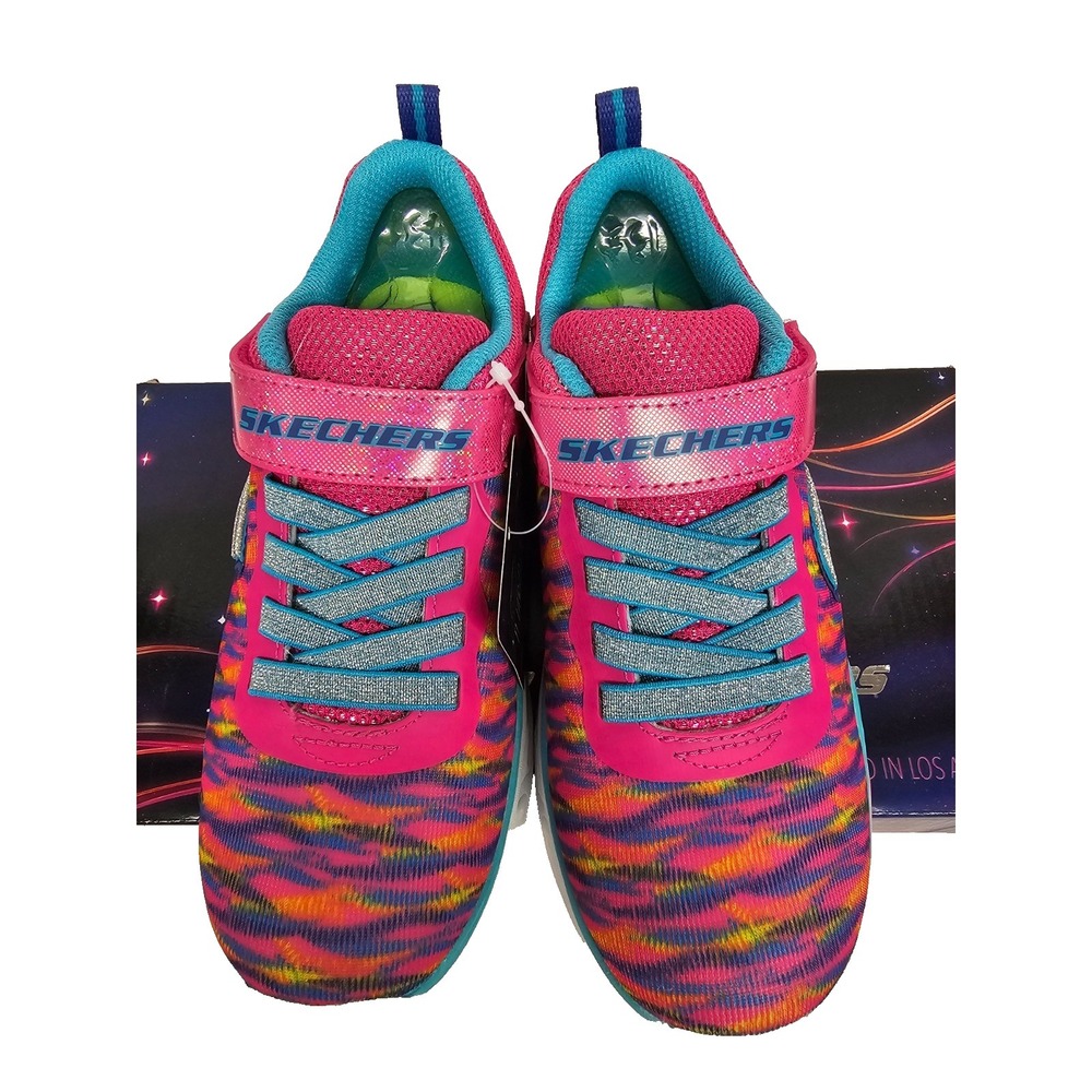 NWB Skechers‎ Kids Girls Litebeam-Colorburst sneaker-Neon Pink Multi Lightup 1.5